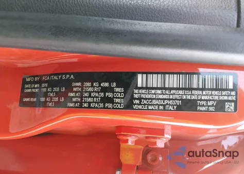 2018 Jeep Renegade Upland Edition 4X4 z USA, uszkodzony, nr VIN ZACCJBABXJPH53701